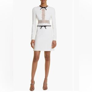 Giambattista Valli Lace Inset Bow Detail Long Sleeve Dress. US Size 6/42 IT. 🖤